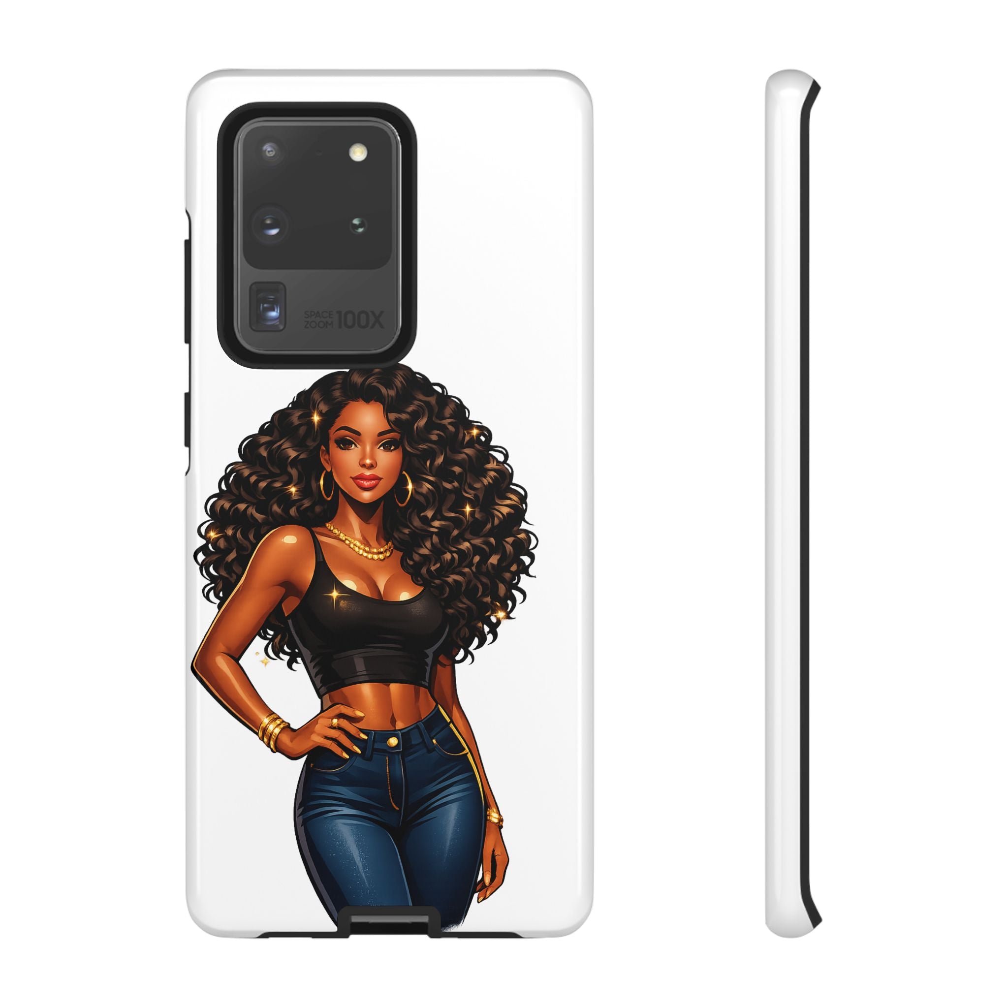 Pretty Rich Bitch by PRB Curly Hair Phone Case by Power Runs Black