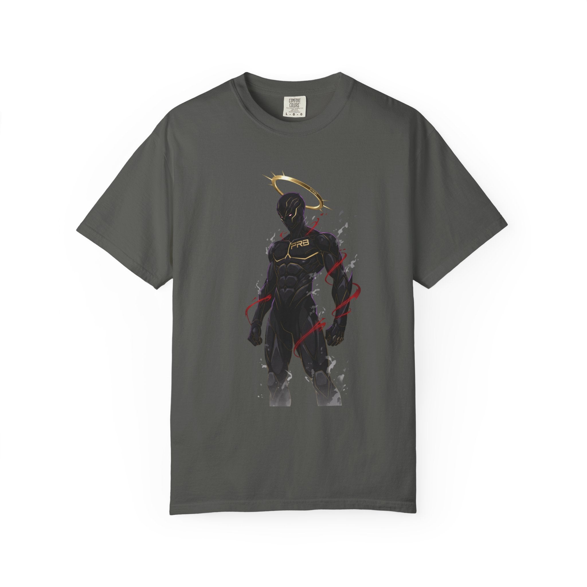 PRB Shadow Hero Graphic T-Shirt — Haloed Vigilante Illustration by Printify
