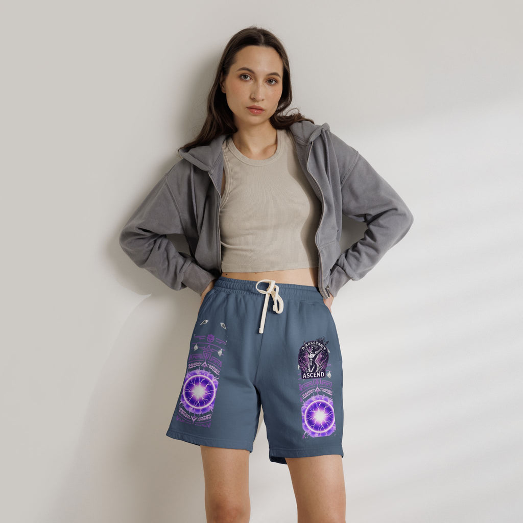 Power Runs Black PRB Ascend Graphic Sweat Shorts — Light Fleece Athletic Lounge Shorts by Printify