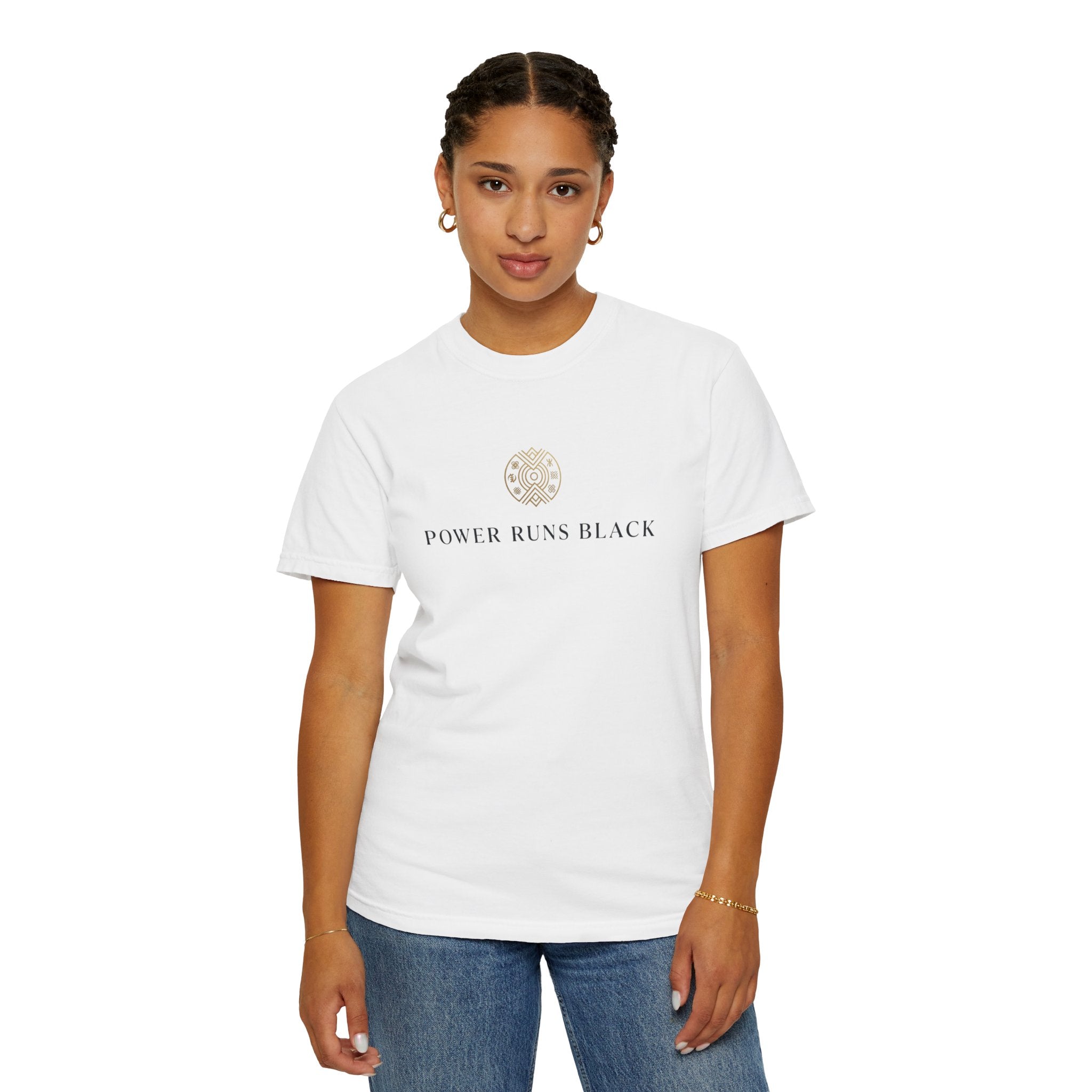 Power Runs Black PRB Graphic T-Shirt — Minimal Emblem Tee by Power Runs Black