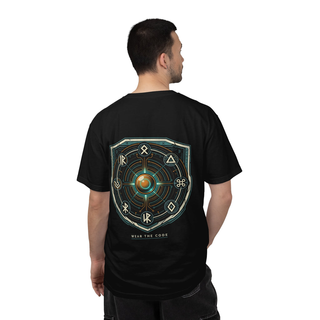 Power Runs Black PRB "Wear The Code" Mystic Shield T-Shirt — Geometric Sigil Graphic Tee by Printify