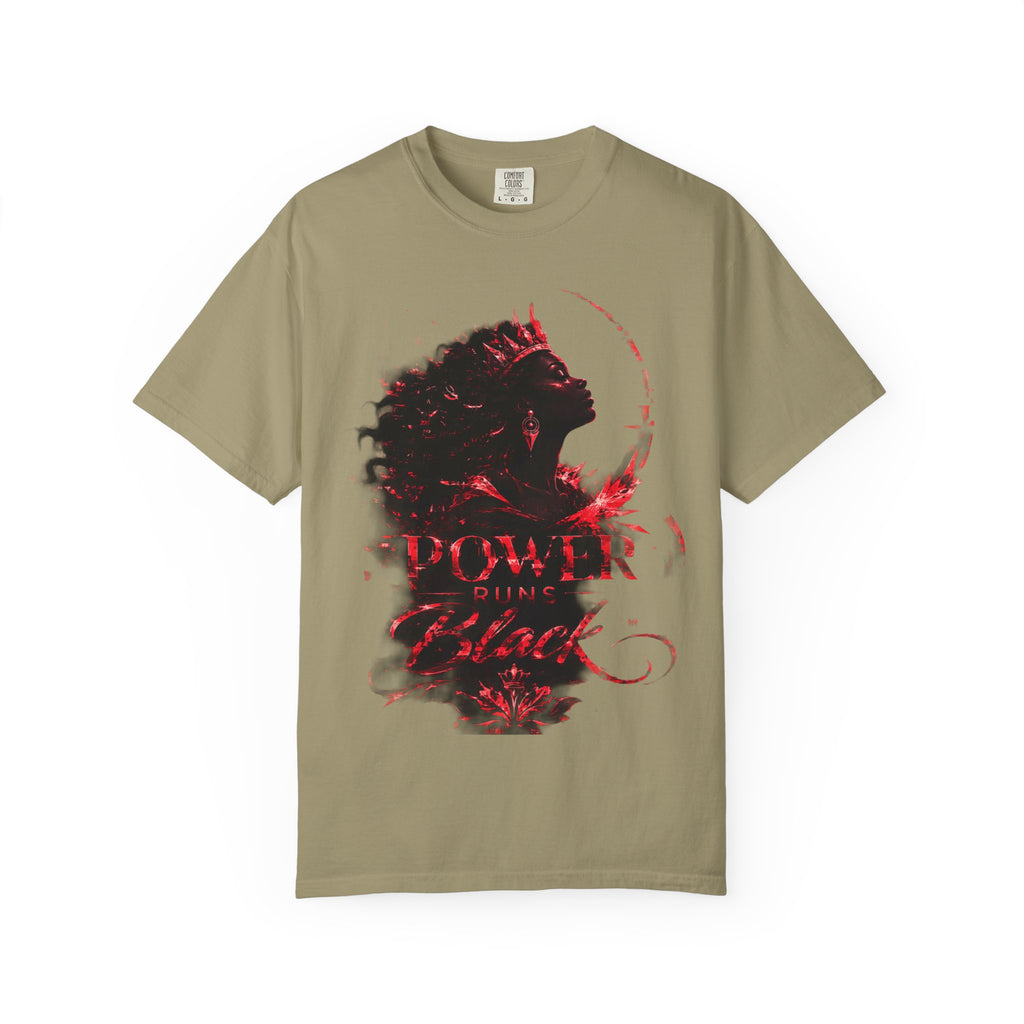 Power Runs Black Crown T-Shirt | Gothic Silhouette Artwork by Power Runs Black