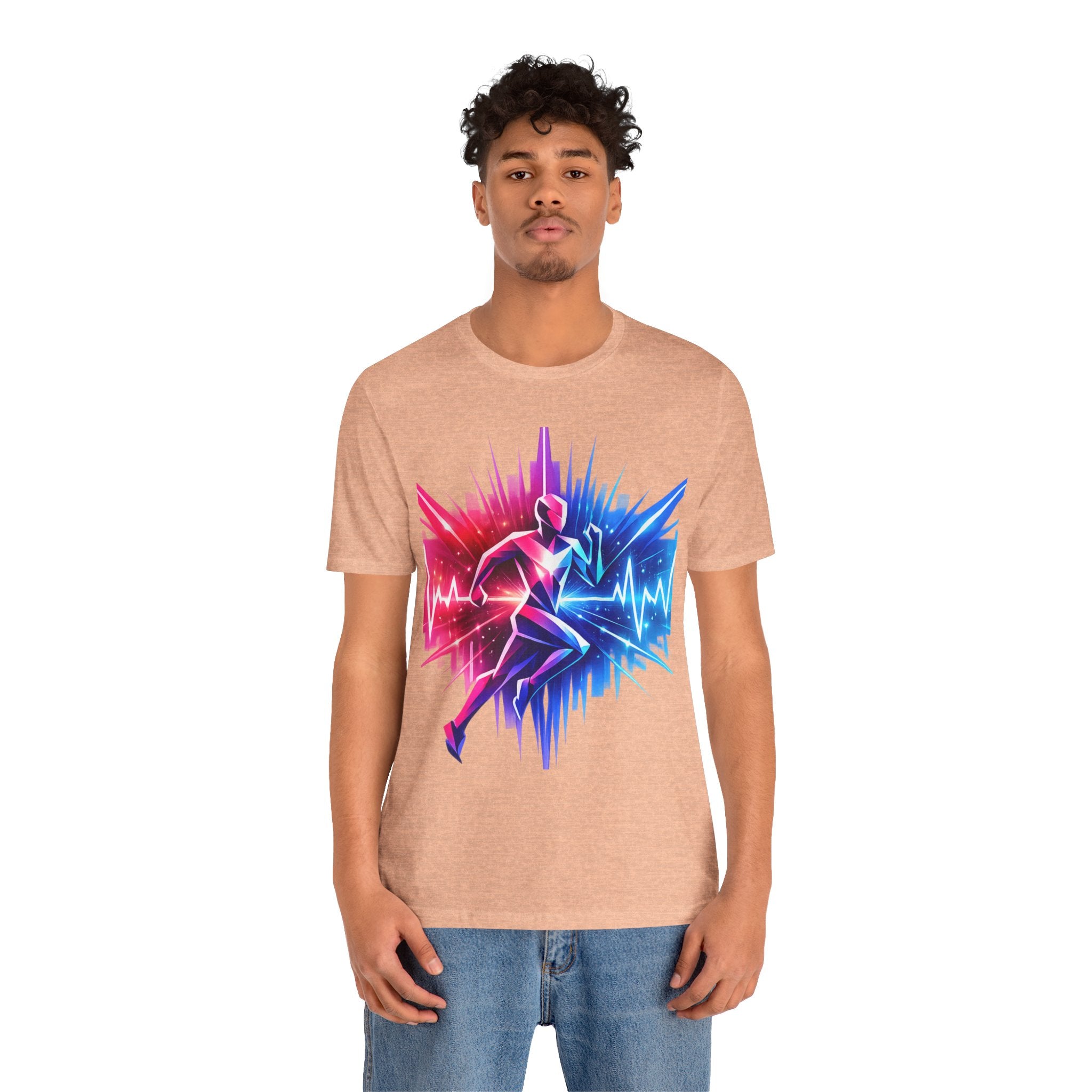 Power Runs Black PRB Running Pulse Graphic Tee — Neon Runner Heartbeat Sports T‑Shirt by Power Runs Black