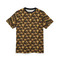 Power Runs Black PRB Golden Houndstooth Knit Pattern Tee | All-Over Print Shirt by Power Runs Black