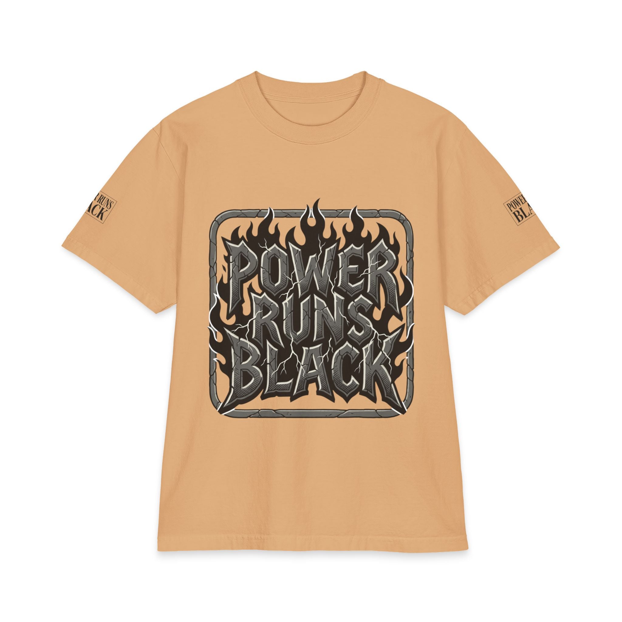 Power Runs Black Graphic T-Shirt — Bold Monochrome Streetwear by Printify