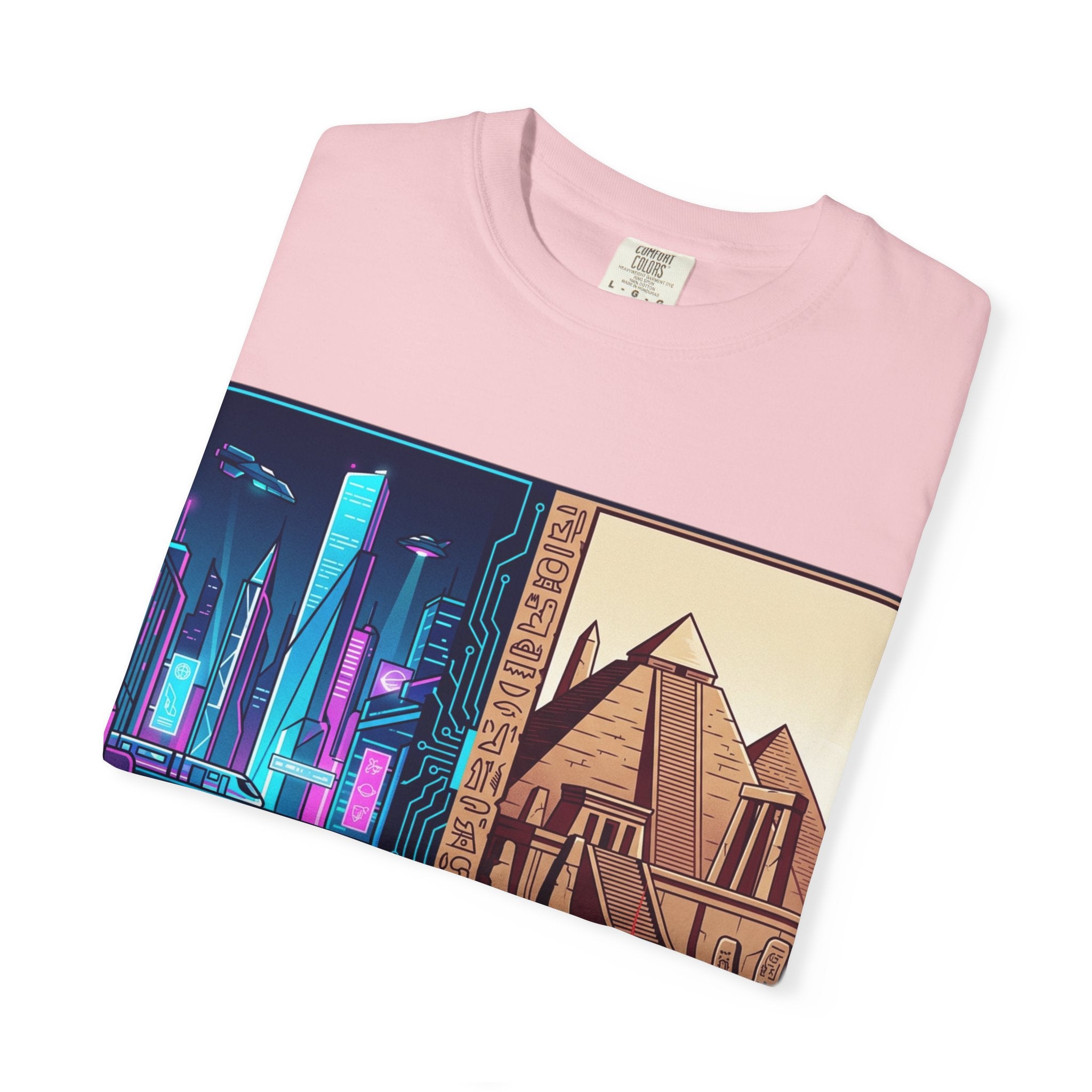 Power Runs Black PRB Blue Technopolis/ Red Dominion Two Worlds One System T-Shirt by Power Runs Black