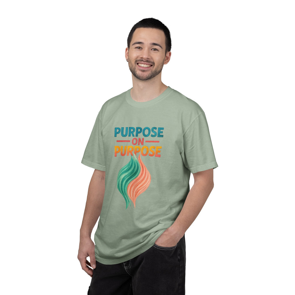 PRB Purpose On Purpose T-Shirt — Inspirational Graphic Tee with Abstract Wave Design by Power Runs Black
