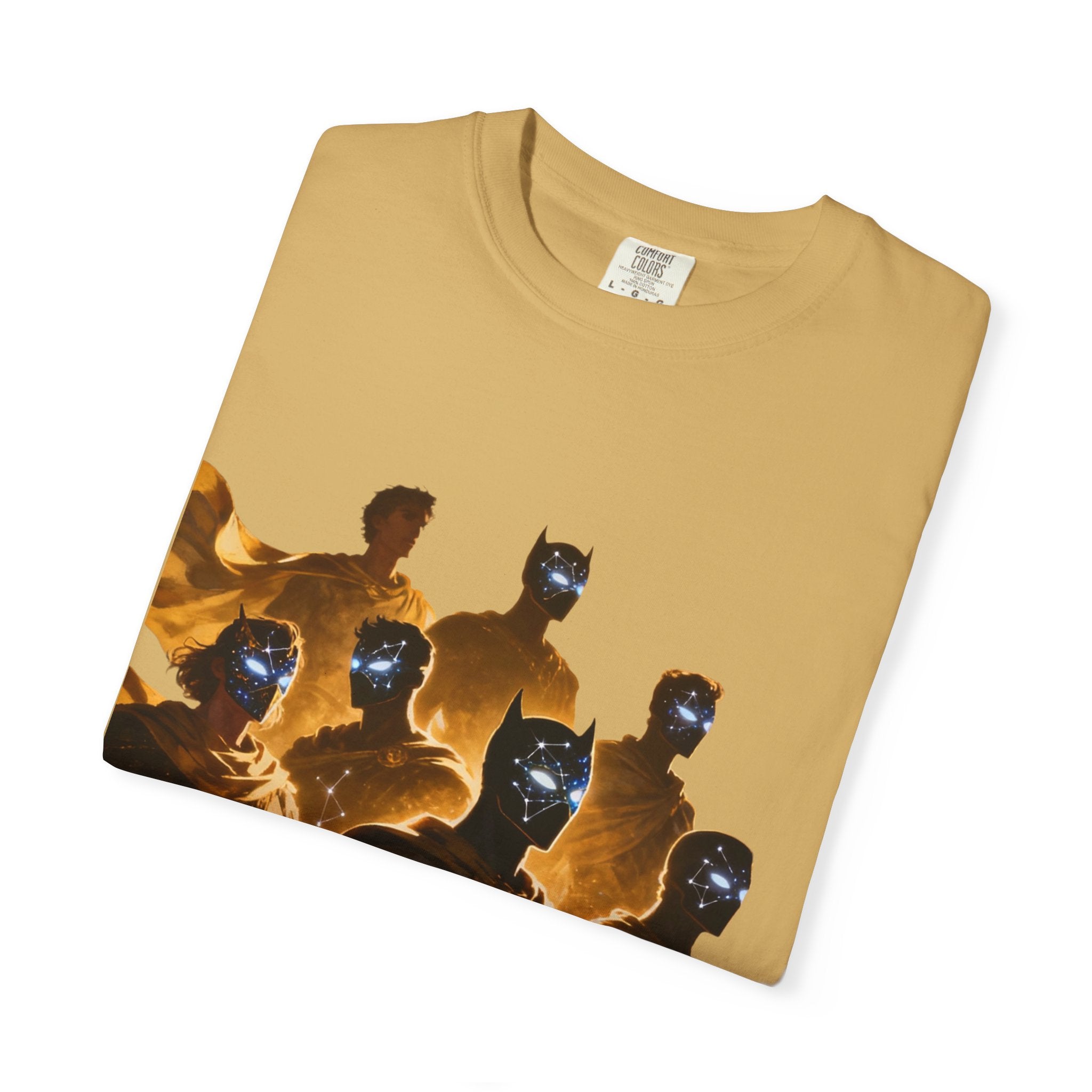 PRB Cosmic Heroes Graphic Tee (Golden Cloaks & Starry Faces) by Printify