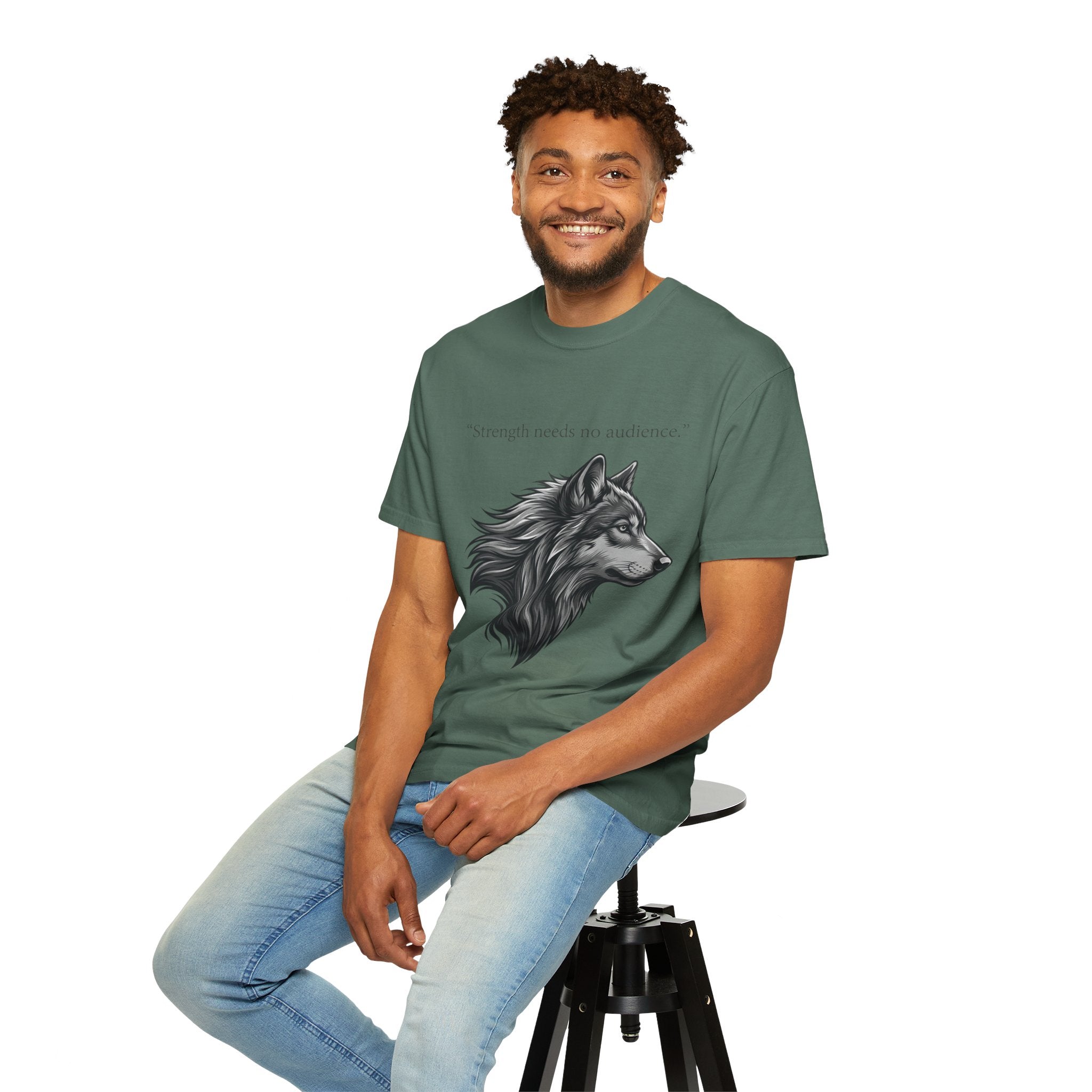 PRB Wolf Head T-Shirt — "Strength needs no audience" Inspirational Graphic Tee by Printify