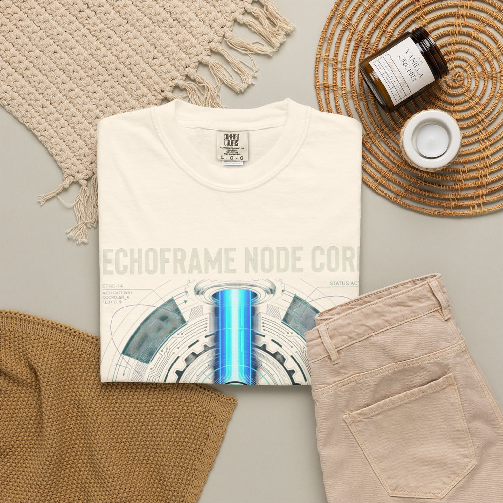 Power Runs Black PRB Echoframe Node Core T-Shirt — Futuristic Tech Graphic Tee by Power Runs Black