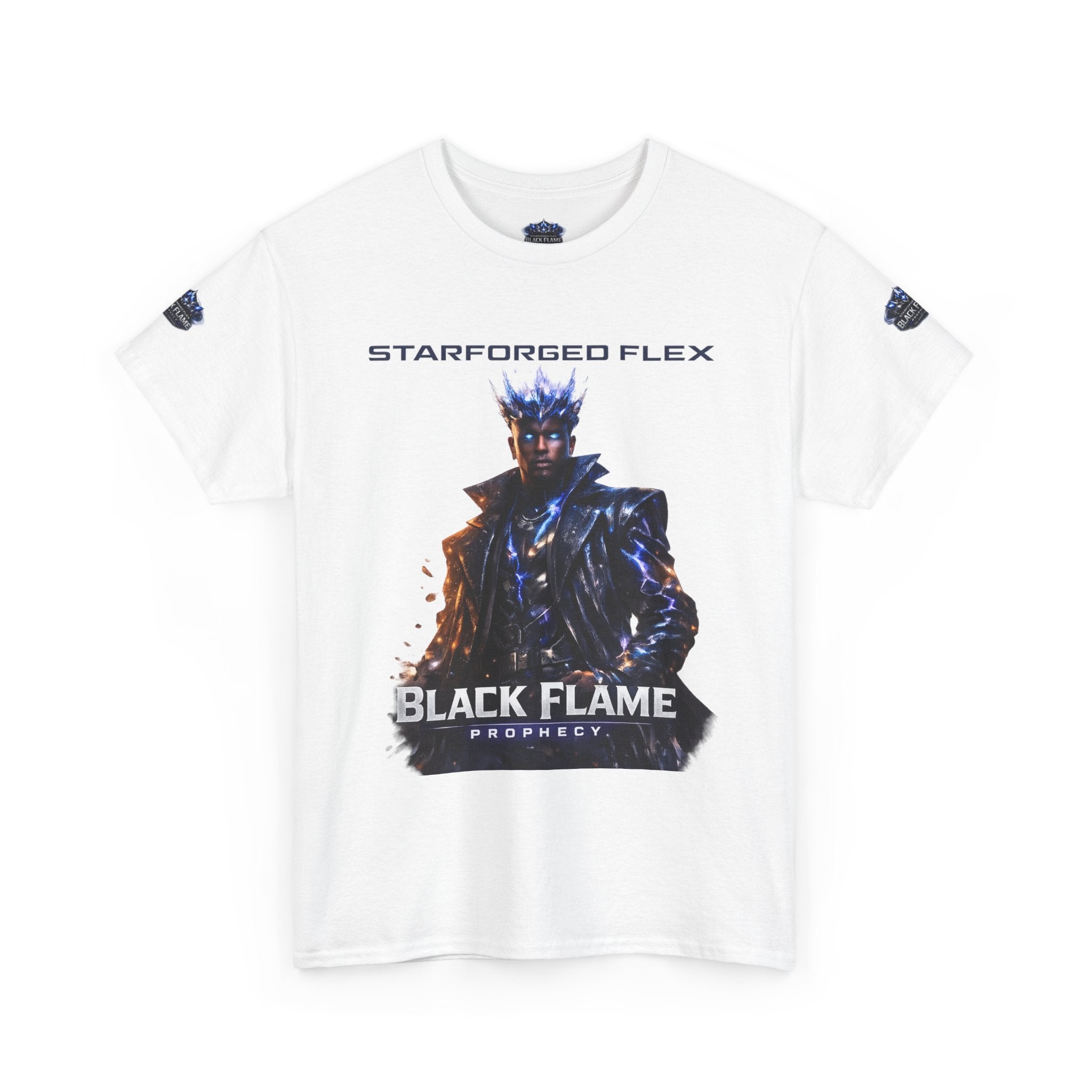 PRB Black Flame Prophecy Tee — Starforged Flex Graphic T‑Shirt by Power Runs Black