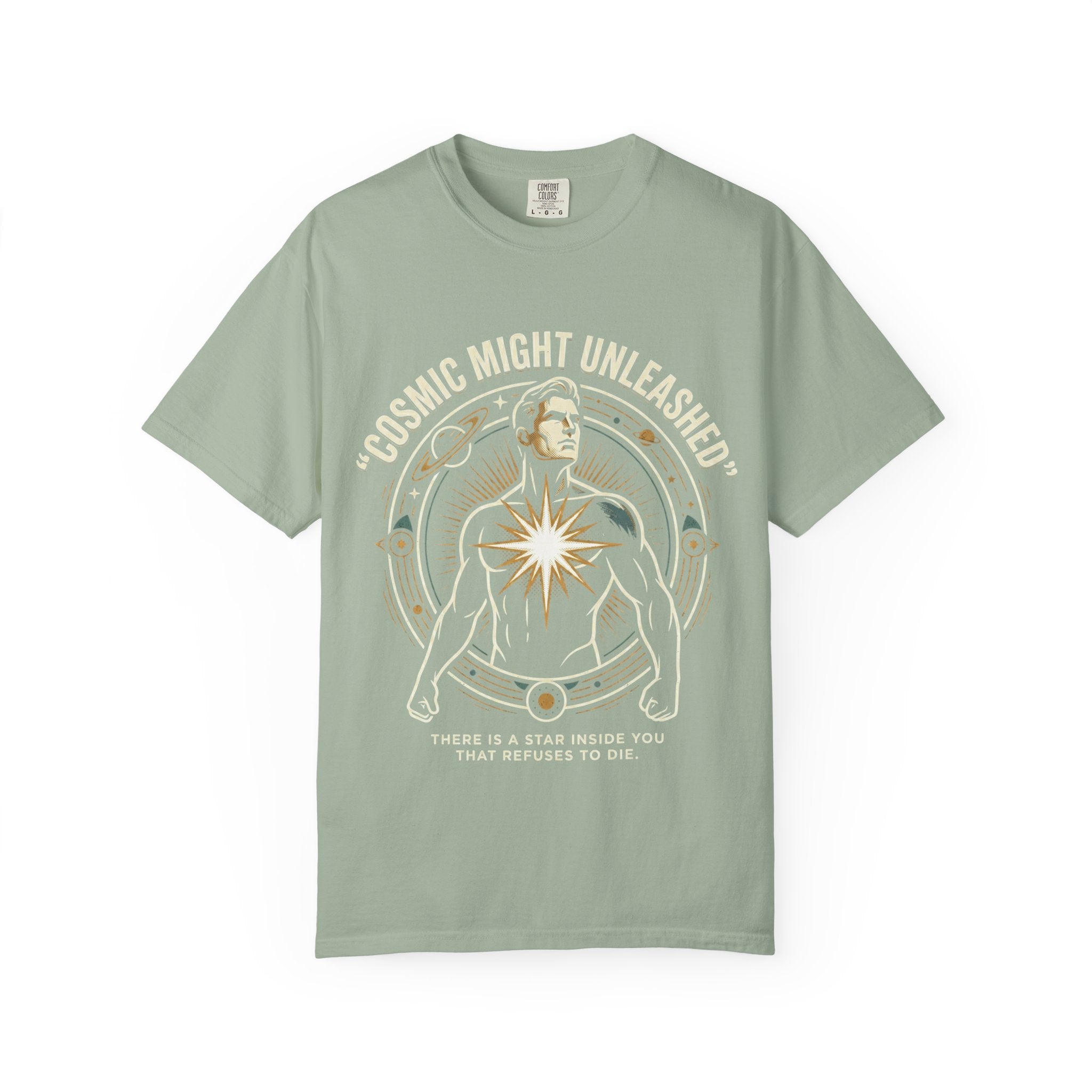 PRB Starforged Flex Cosmic Might Unleashed T-Shirt — Astral Hero Graphic Tee by Power Runs Black