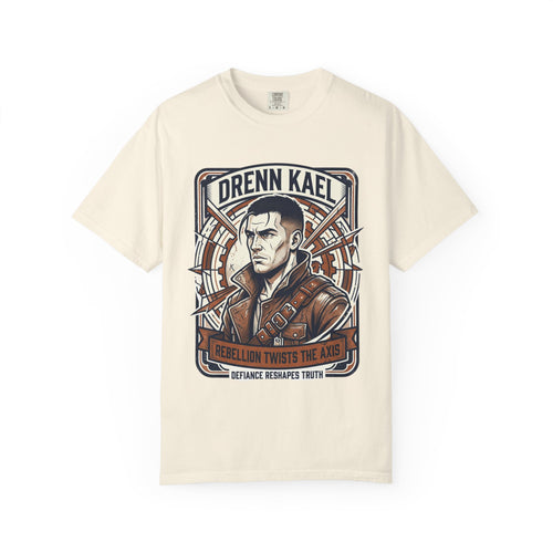 Power Runs Black PRB Drenn Kael Portrait T-Shirt — "Rebellion Twists the Axis" Graphic Tee by Printify