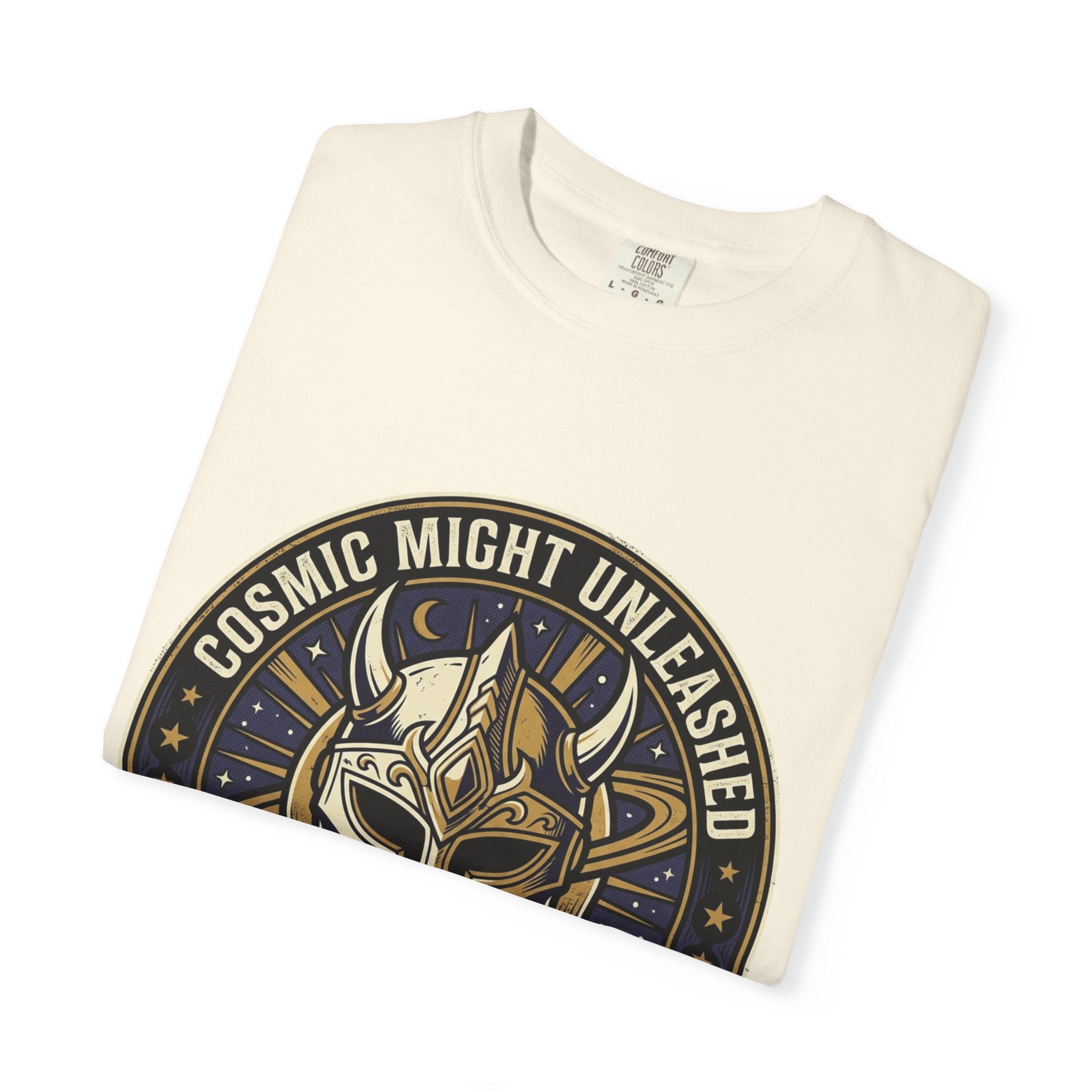 PRB Starforged Flex Cosmic Might Unleashed T-Shirt — Mythic Helmet Graphic Tee by Power Runs Black