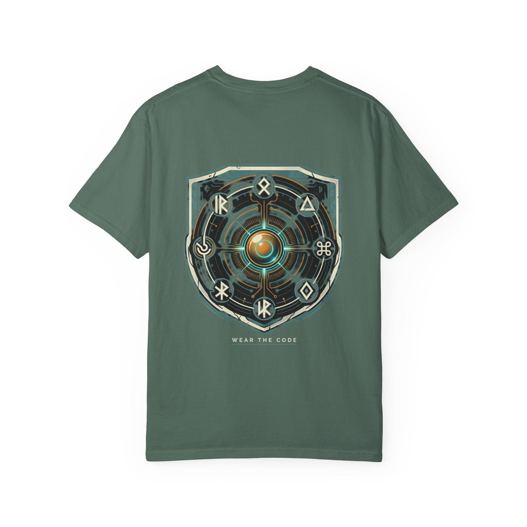 Power Runs Black PRB "Wear The Code" Mystic Shield T-Shirt — Geometric Sigil Graphic Tee by Printify