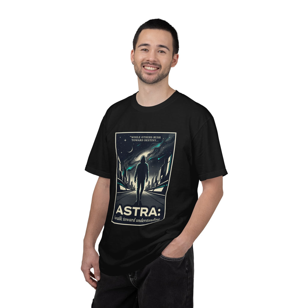 Power Runs Black Astra Sci‑Fi Graphic T-Shirt — "I walk toward understanding" Poster Design by Power Runs Black