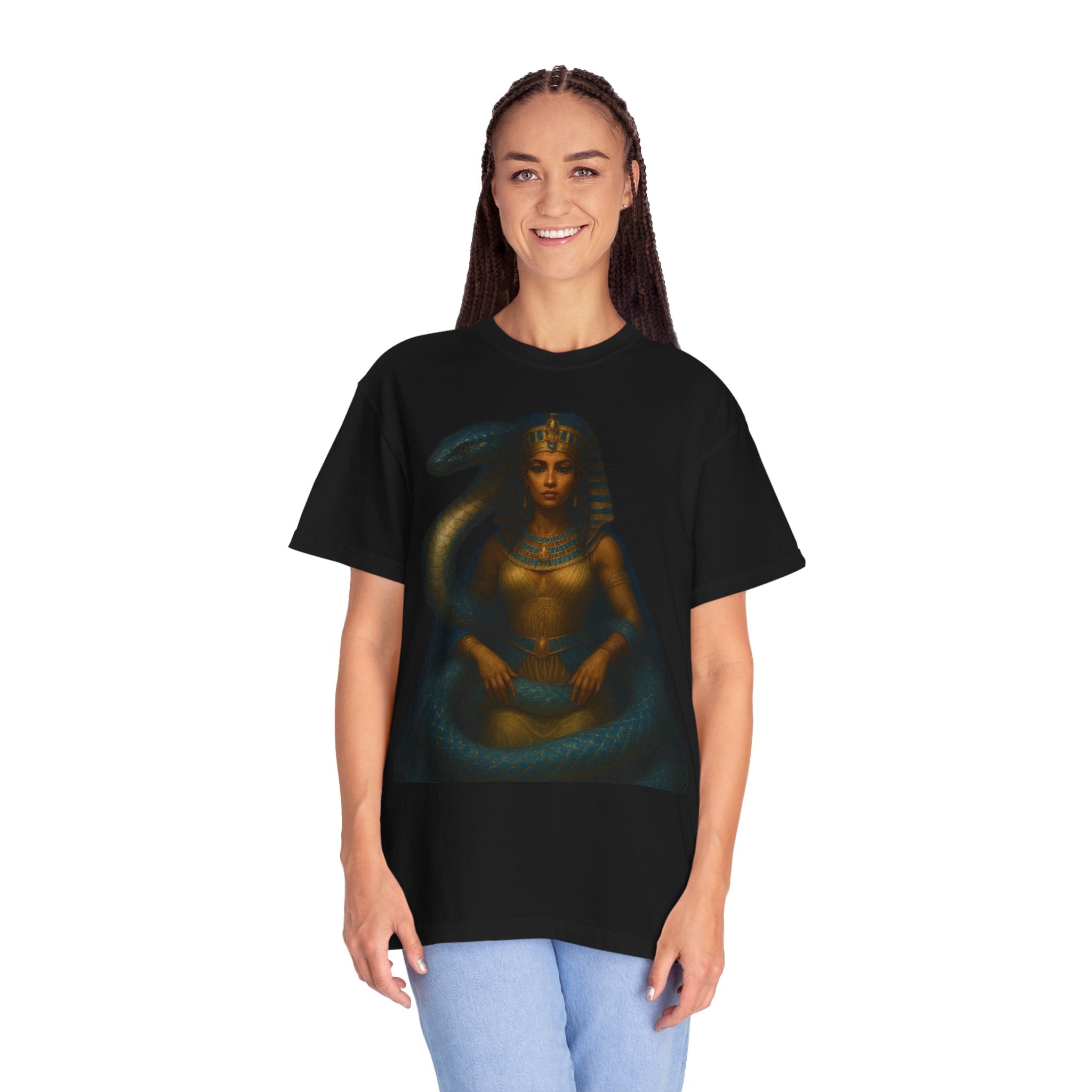 PRB Egyptian Goddess with Snake T-Shirt | Pharaoh Serpent Art Tee by Power Runs Black