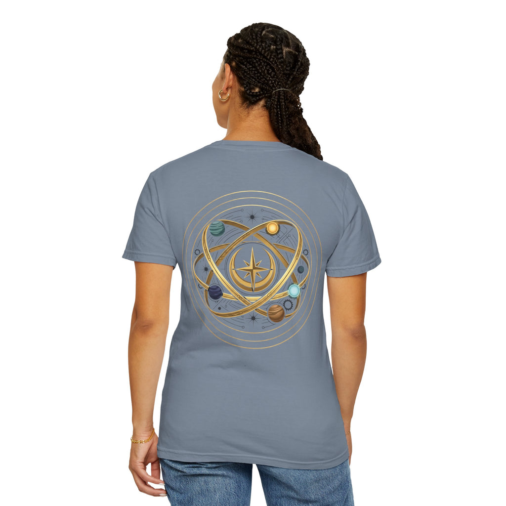 PRB Crown & Cosmos Graphic T-Shirt | Gold Royal Crest & Celestial Back by Printify