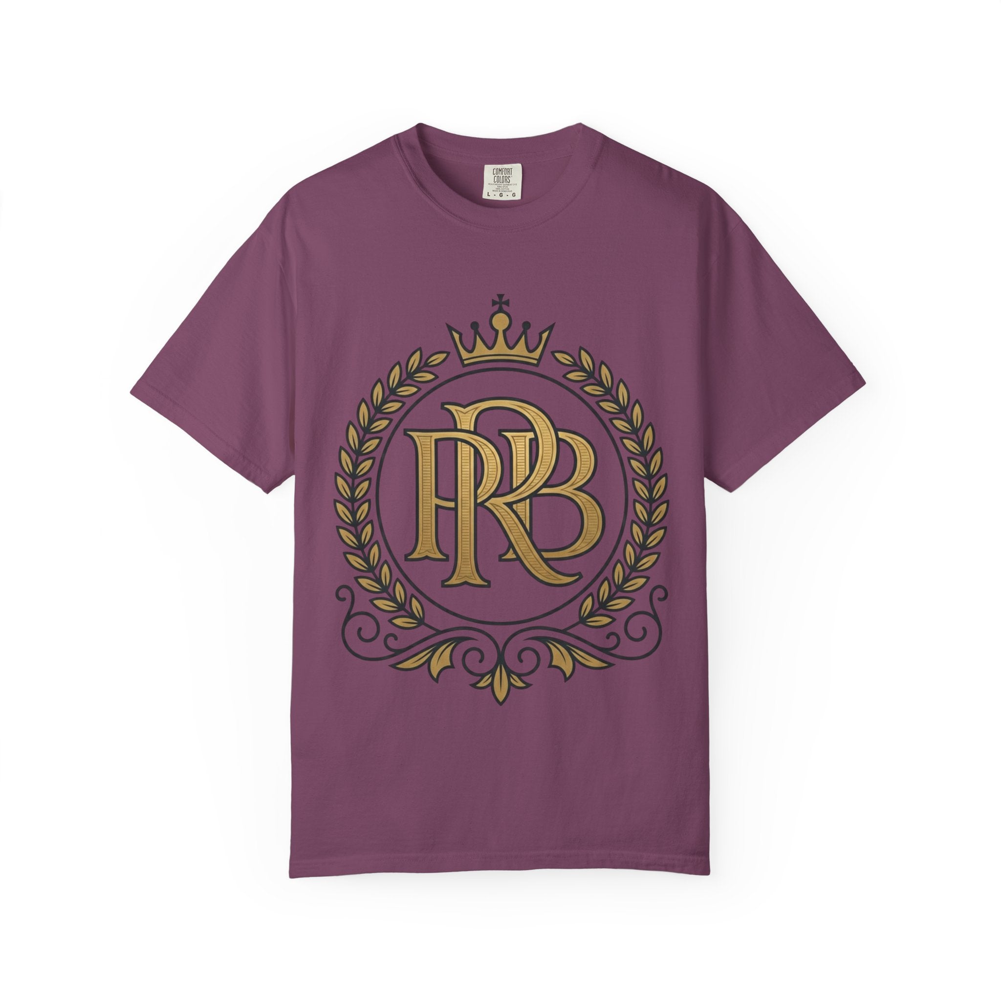 PRB Gold Monogram Crest Graphic T-Shirt | Laurel Crown Emblem Streetwear Tee by Printify