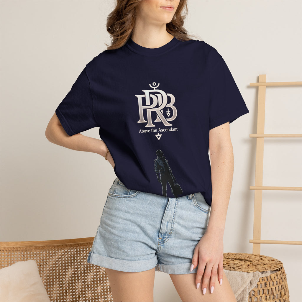 Printify Silhouette Logo T‑Shirt — Minimalist Dressed Figure & PRD Monogram - T-Shirt