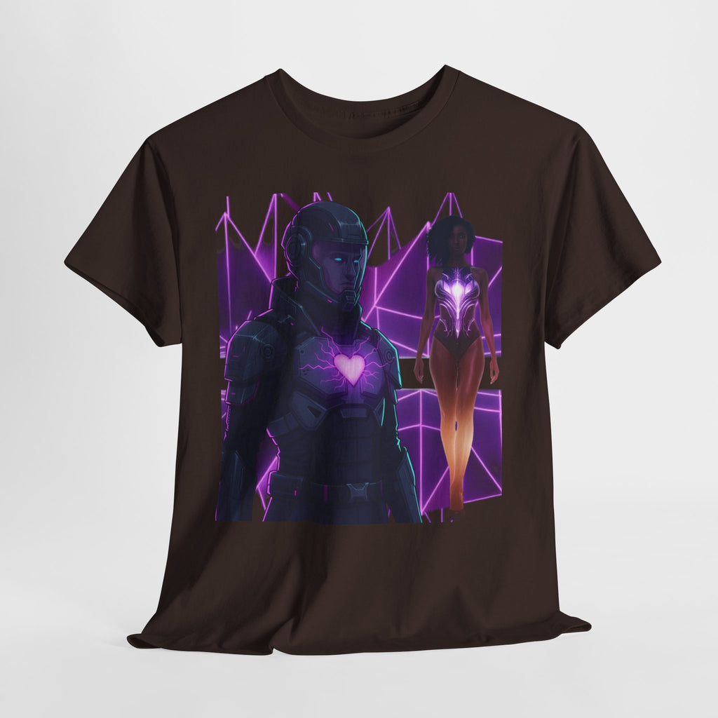 Power Run Black PRB Pretty Rich Bitch The Collection Purple Heart Cyberpunk Knight T-Shirt | Futuristic Armor Sci‑Fi Tee by Printify