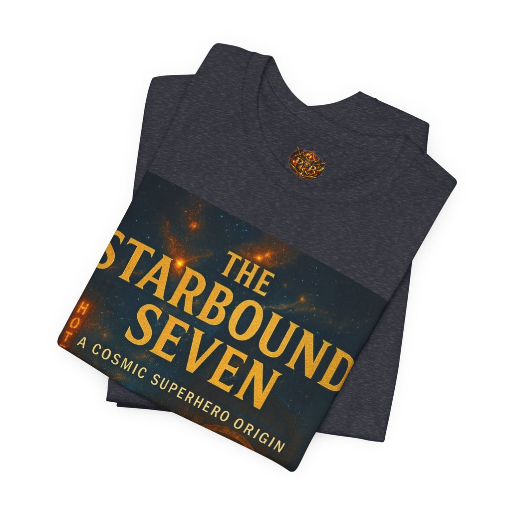 Power Runs Black PRB The Starbound Seven Tee – Retro Cosmic Superhero Poster Shirt by Power Runs Black