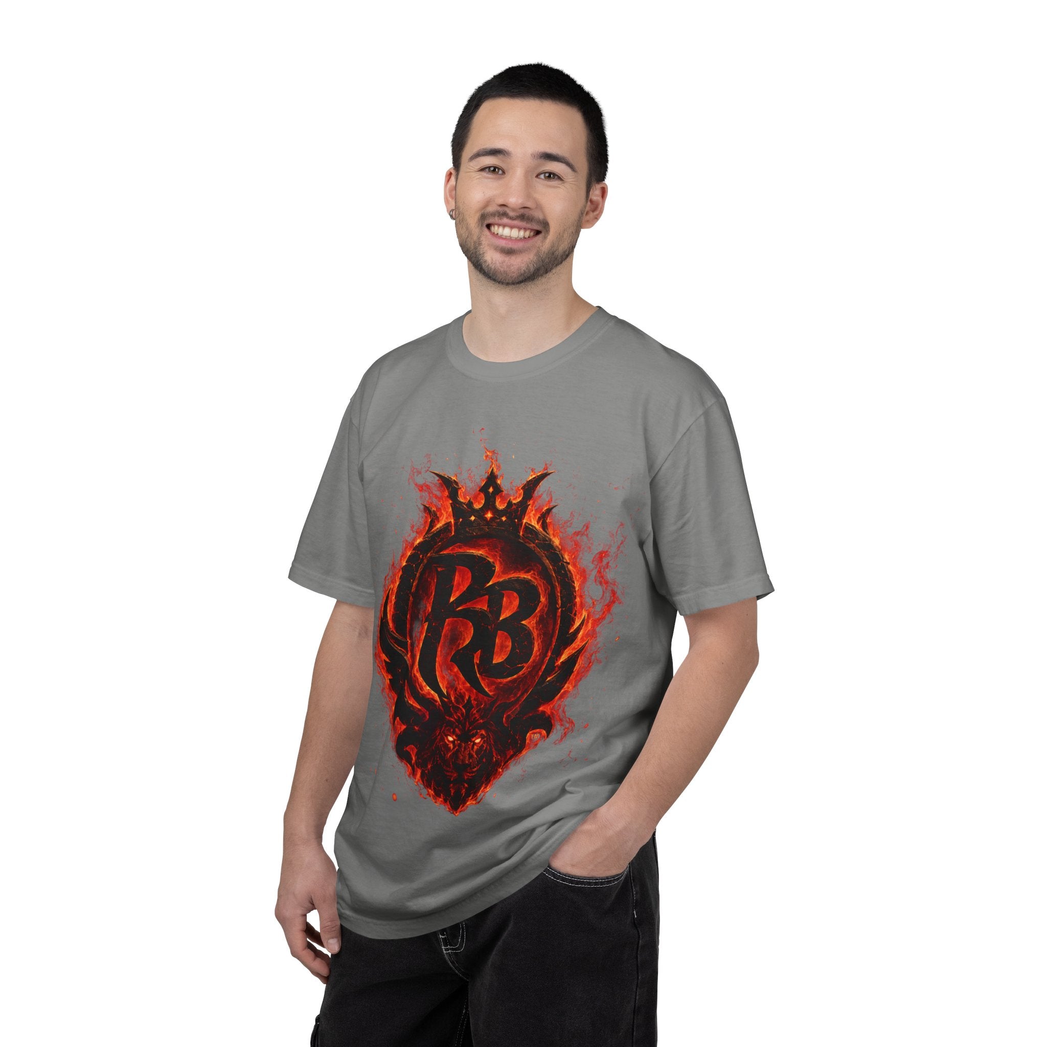 Power Runs Back PRB Flame Logo T-shirt | Fiery Emblem Tee, Grunge Rock Chic by Power Runs Black