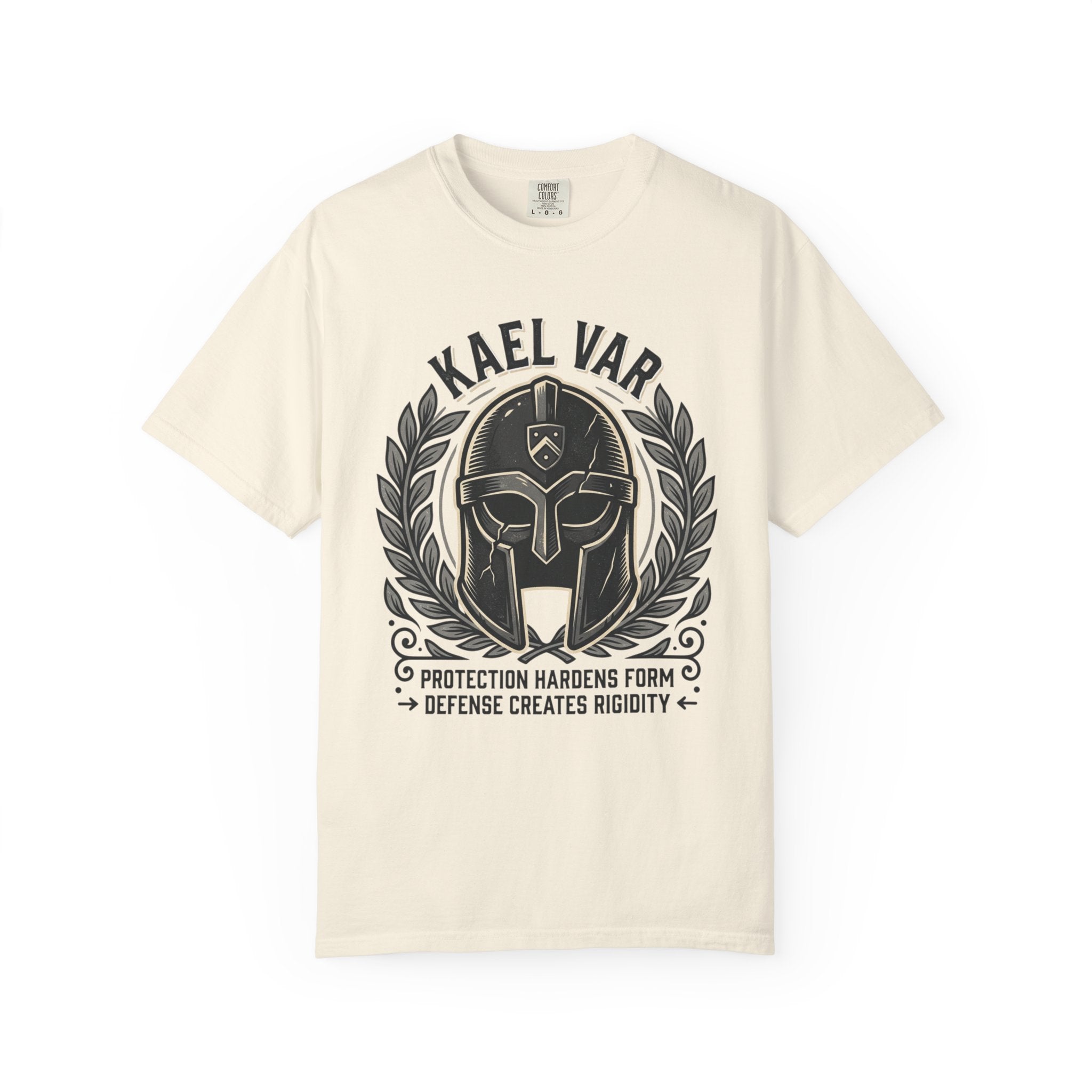 Power Runs Black PRB Kael Var Helmet Graphic T-Shirt — "Protection Hardens Form" Warrior Tee by Power Runs Black