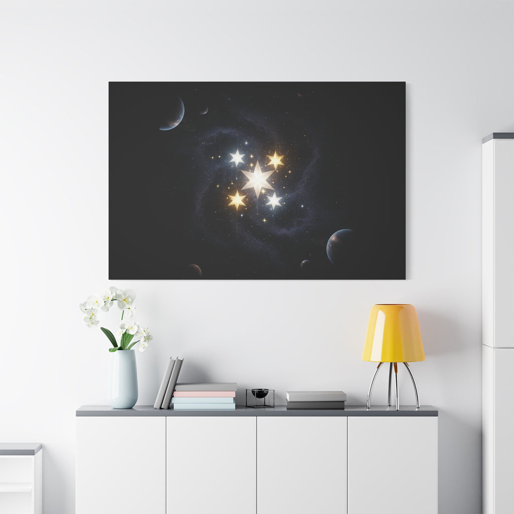 Power Runs Black PRB Glowing Star Constellation Canvas by Power Runs Black