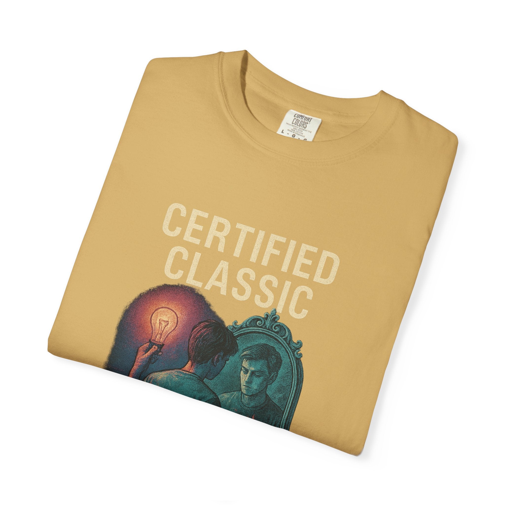 PRB Certified Classic Mirror Illustration T-shirt | Retro Mystic Artwork by Power Runs Black