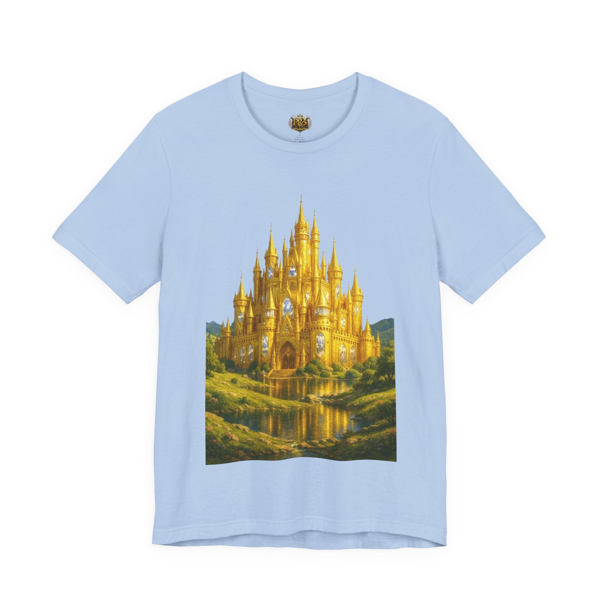 PRB Golden Fantasy Castle Tee | Magical Kingdom Illustration, Fairytale Scene by Power Runs Black