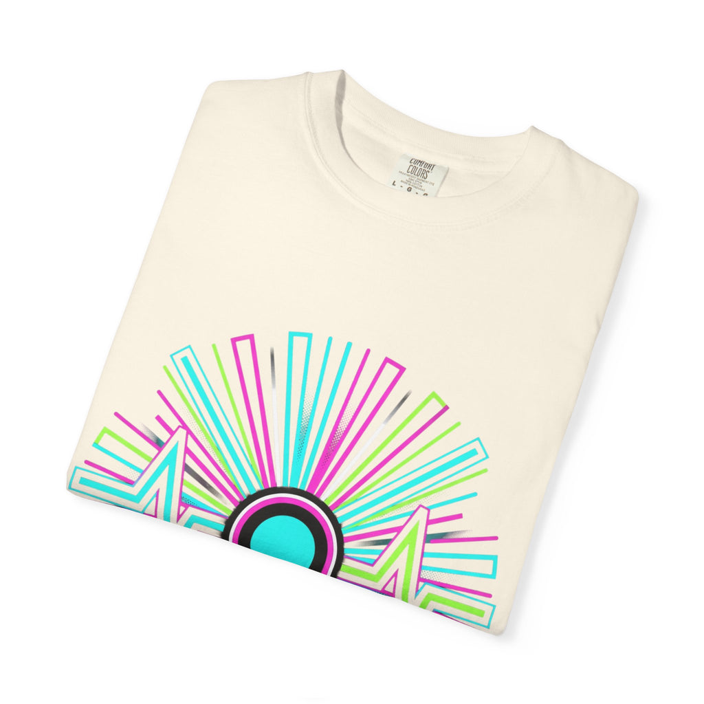 Power Runs Black PRB Electric "Move With Pulse" Graphic T-Shirt — Neon Sunburst Design by Printify