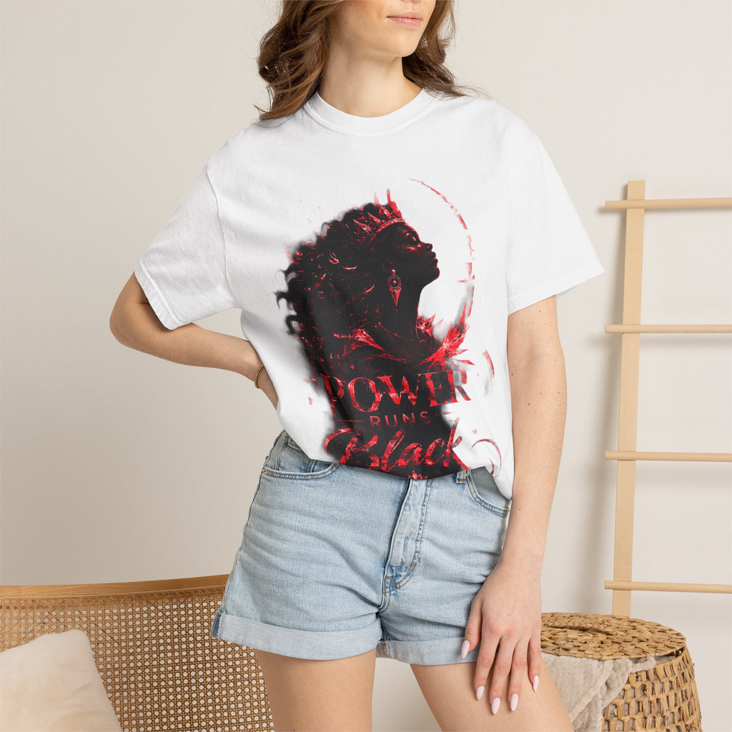 Power Runs Black Crown T-Shirt | Gothic Silhouette Artwork by Power Runs Black