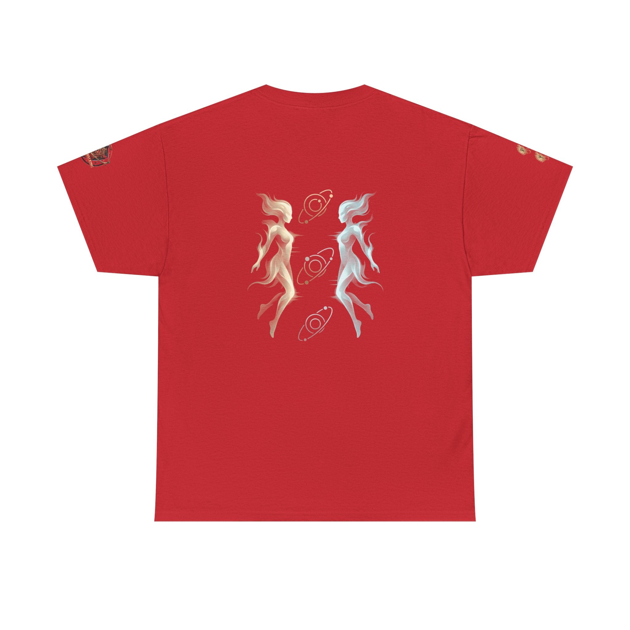 Power Runs Black Gemini Spirit Tee — Twin Sun & Moon Celestial Graphic T-Shirt by Printify