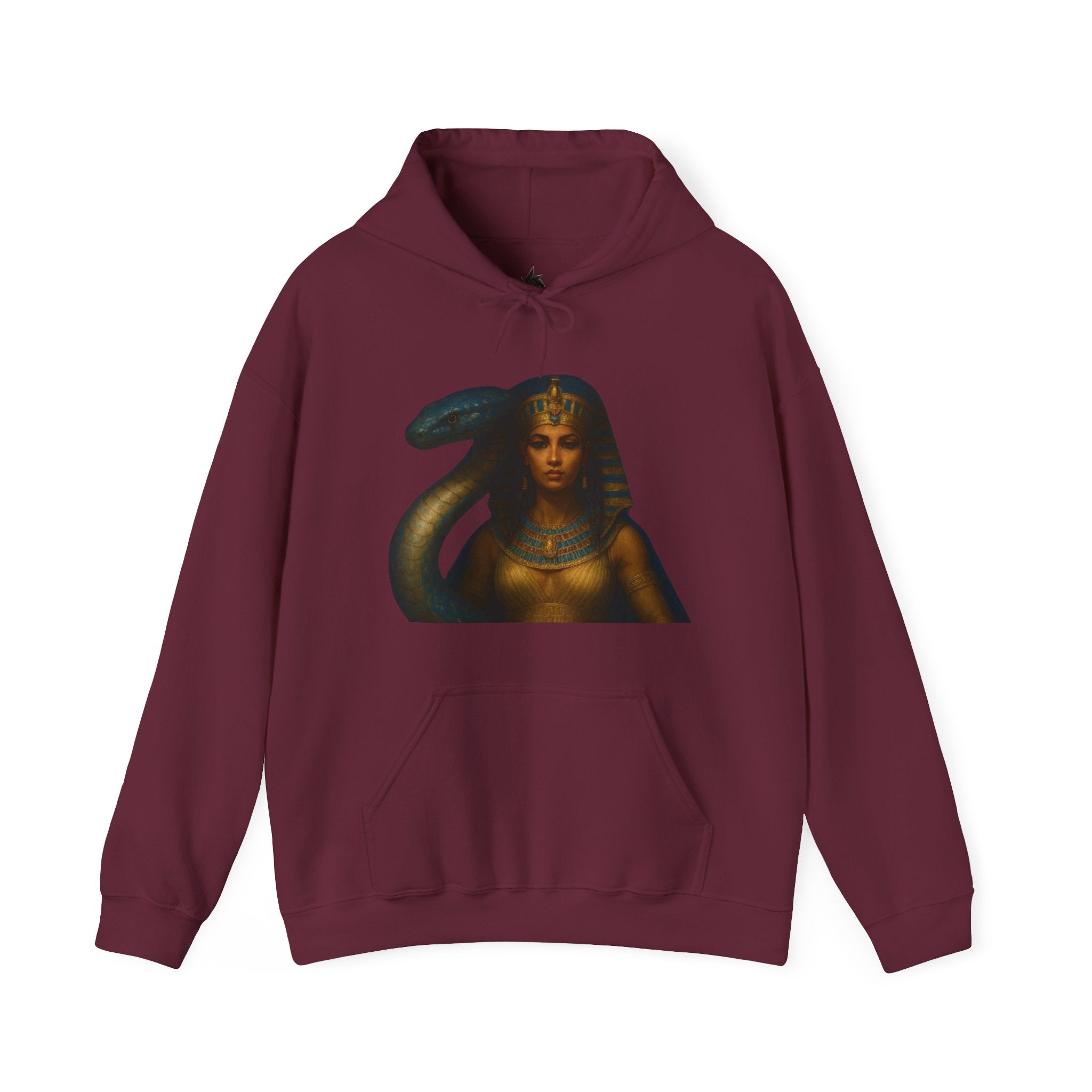 PRB Egyptian Goddess Portrait Hoodie | Serpent Headdress, Ancient Queen Art by Printify