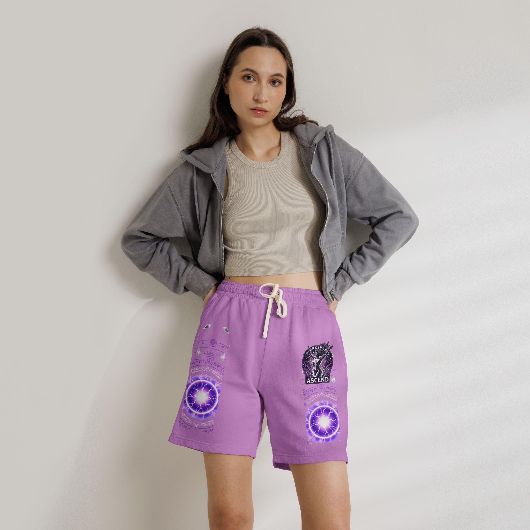 Power Runs Black PRB Ascend Graphic Sweat Shorts — Light Fleece Athletic Lounge Shorts by Printify