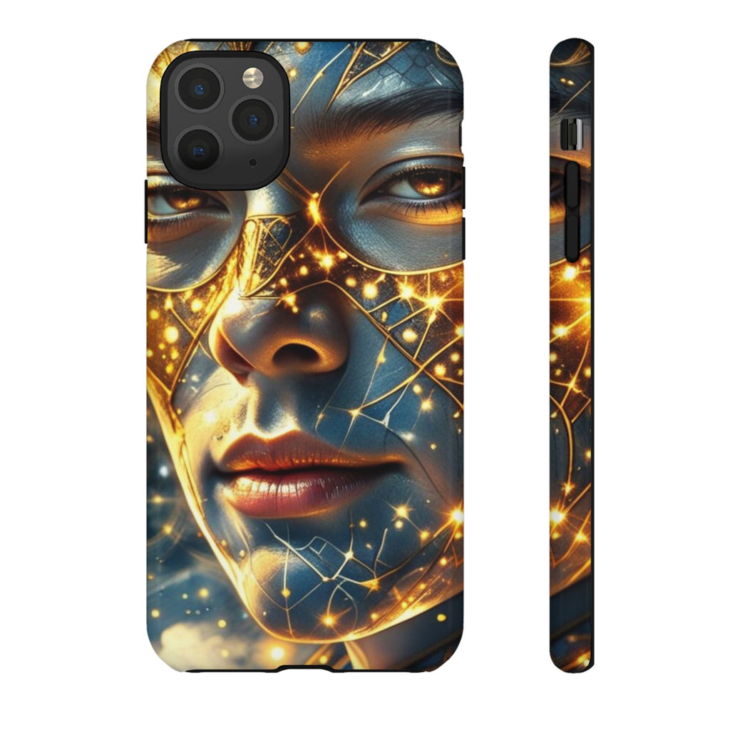 PRB Galactic Portrait Tough Case | Cosmic Face Phone Case, Starry Nebula Design by Power Runs Black