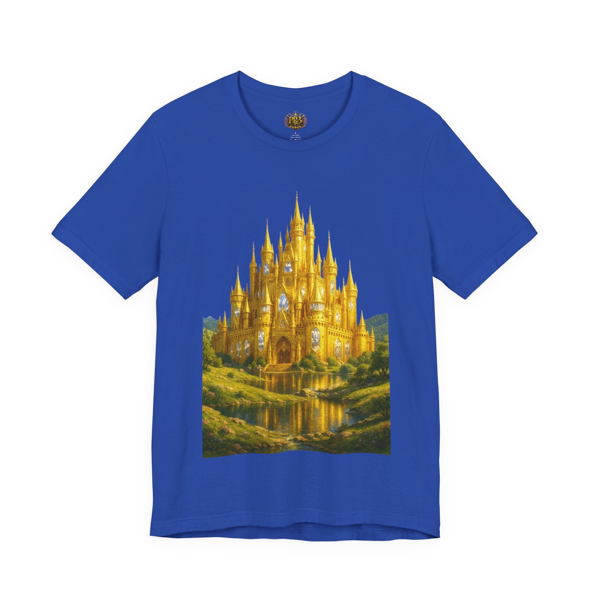 PRB Golden Fantasy Castle Tee | Magical Kingdom Illustration, Fairytale Scene by Power Runs Black