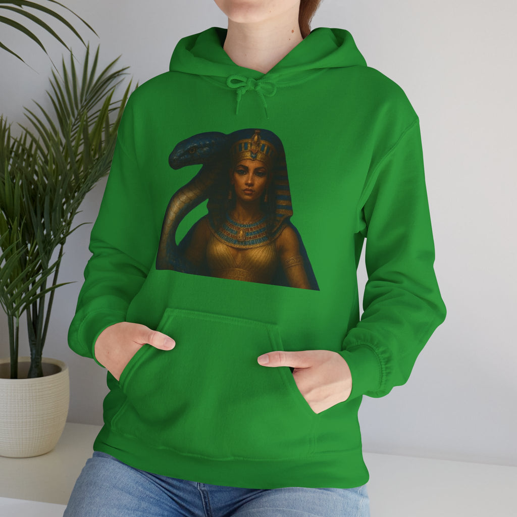 PRB Egyptian Goddess Portrait Hoodie | Serpent Headdress, Ancient Queen Art by Power Runs Black