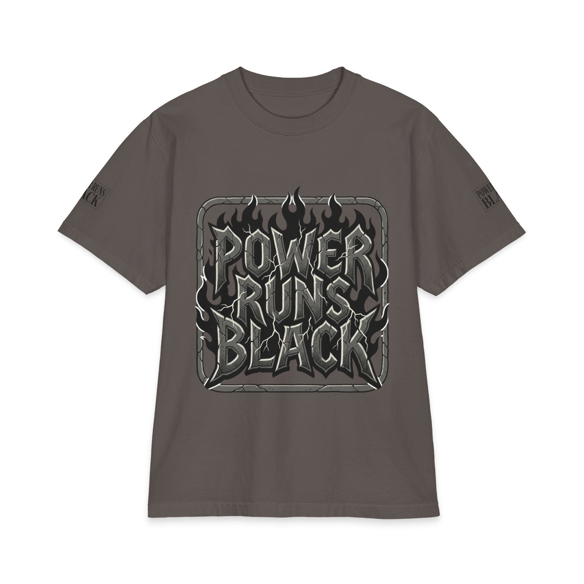 Power Runs Black Graphic T-Shirt — Bold Monochrome Streetwear by Printify