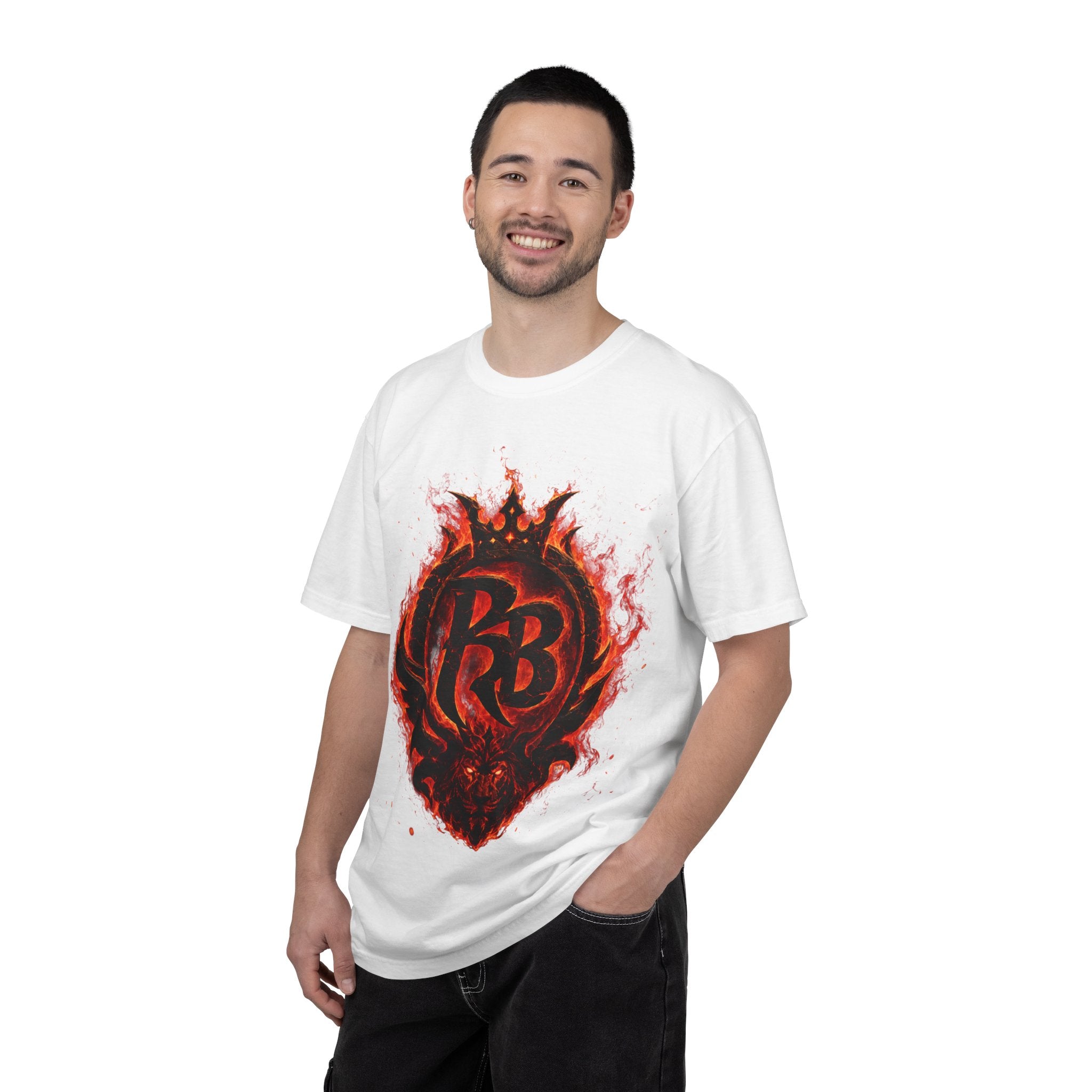 Power Runs Back PRB Flame Logo T-shirt | Fiery Emblem Tee, Grunge Rock Chic by Power Runs Black