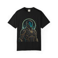 Printify PRB Futuristic Guardian Graphic T-Shirt — Neon Helmet Sci‑Fi Armor Tee - T-Shirt