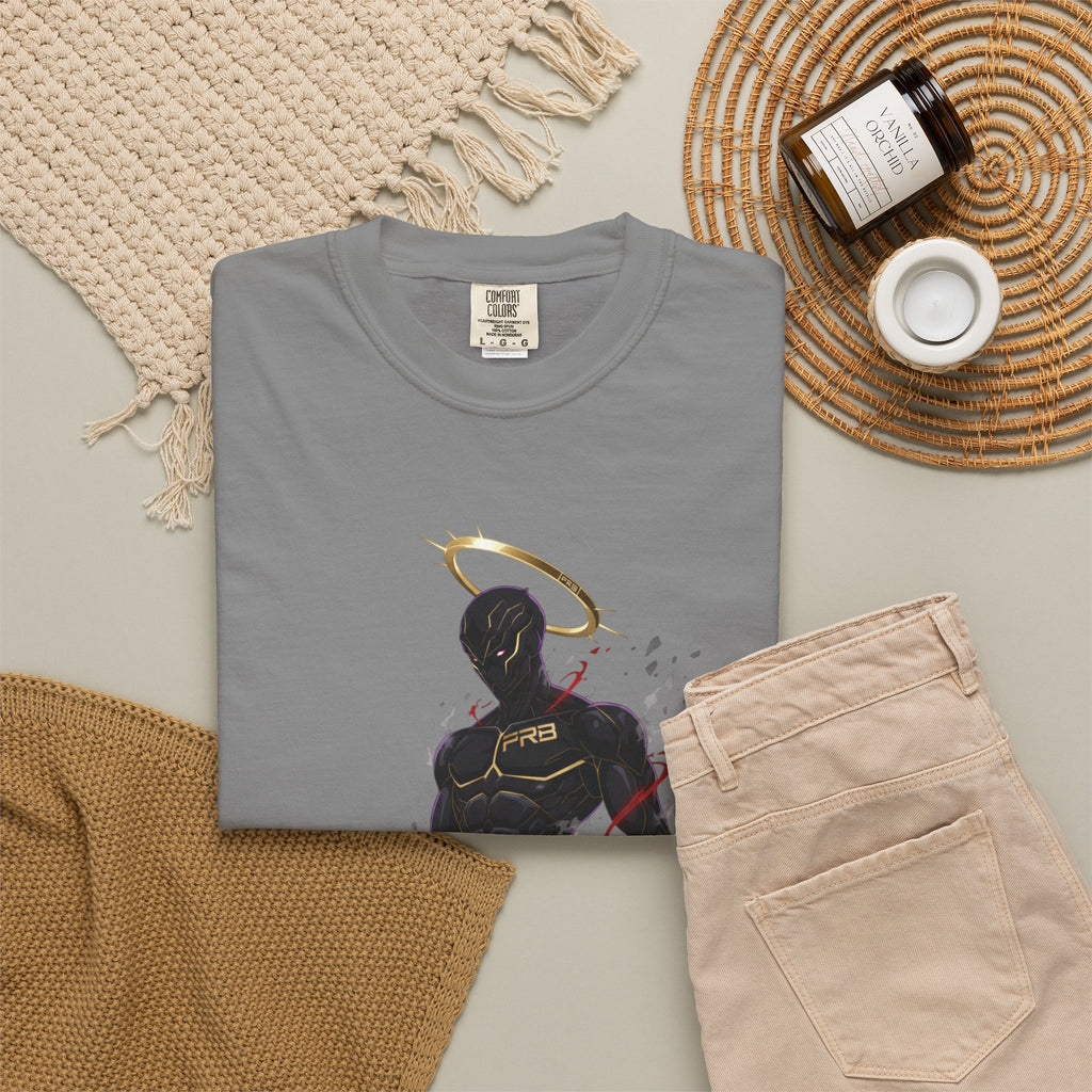 PRB Shadow Hero Graphic T-Shirt — Haloed Vigilante Illustration by Printify