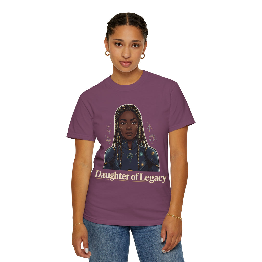 Power Runs Black Daughter of Legacy Graphic T-Shirt | Black Girl Magic Portrait Tee by Printify