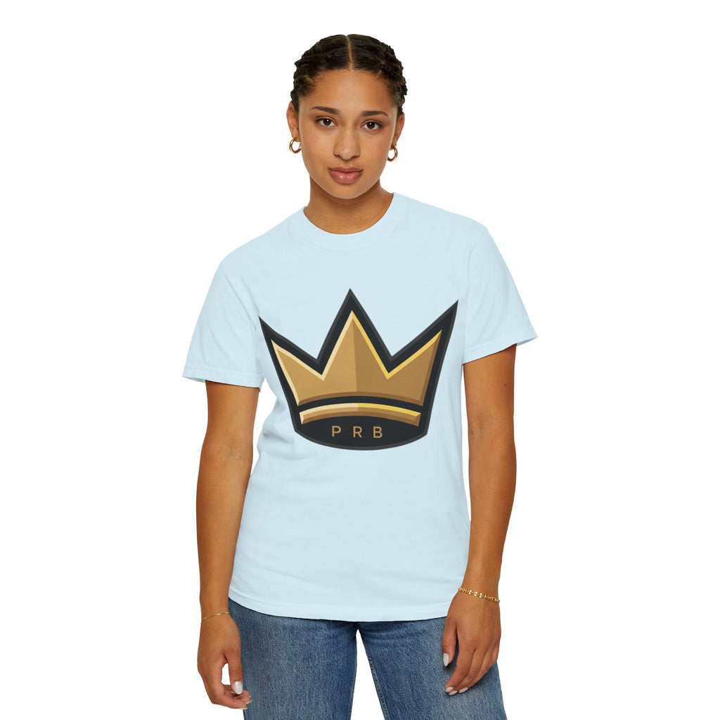 PRB Crown & Cosmos Graphic T-Shirt | Gold Royal Crest & Celestial Back by Printify