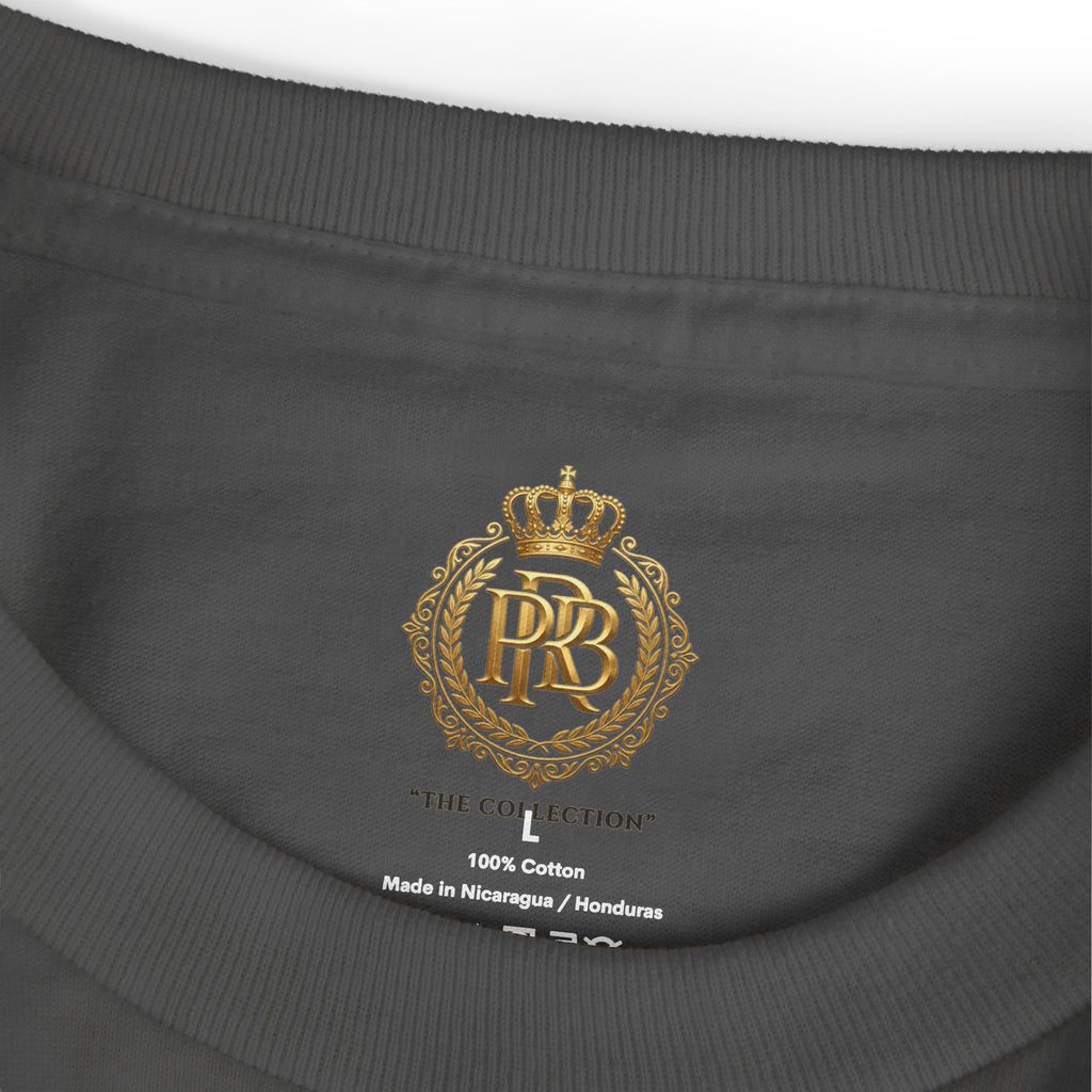 PRB Graphic Tee — Golden Gothic Shield Chest & Back Design by Power Runs Black