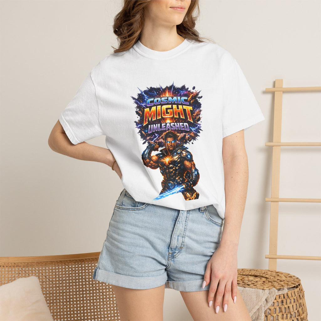 PRB Cosmic Might Unleashed T-shirt | Space Warrior Graphic Tee by Power Runs Black
