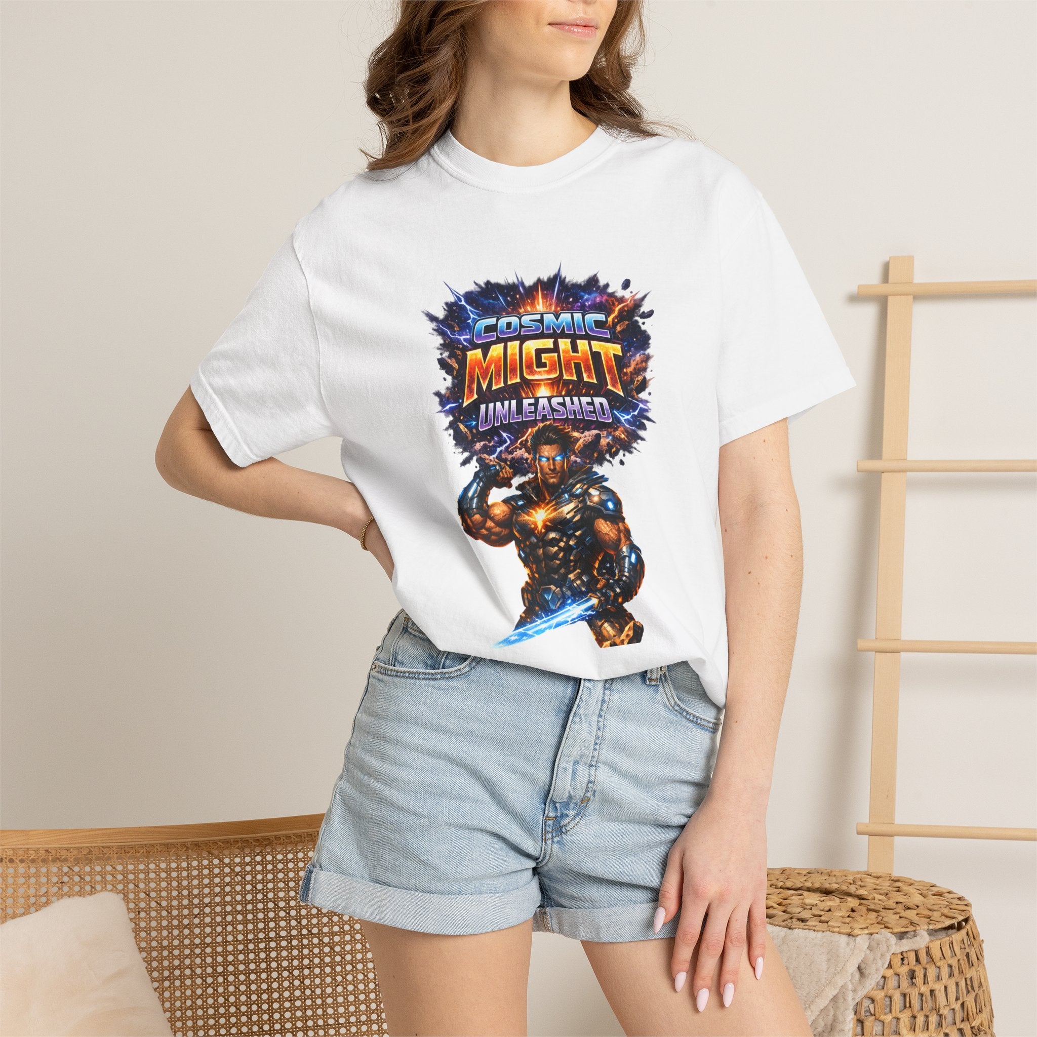 PRB Cosmic Might Unleashed T-shirt | Space Warrior Graphic Tee by Power Runs Black