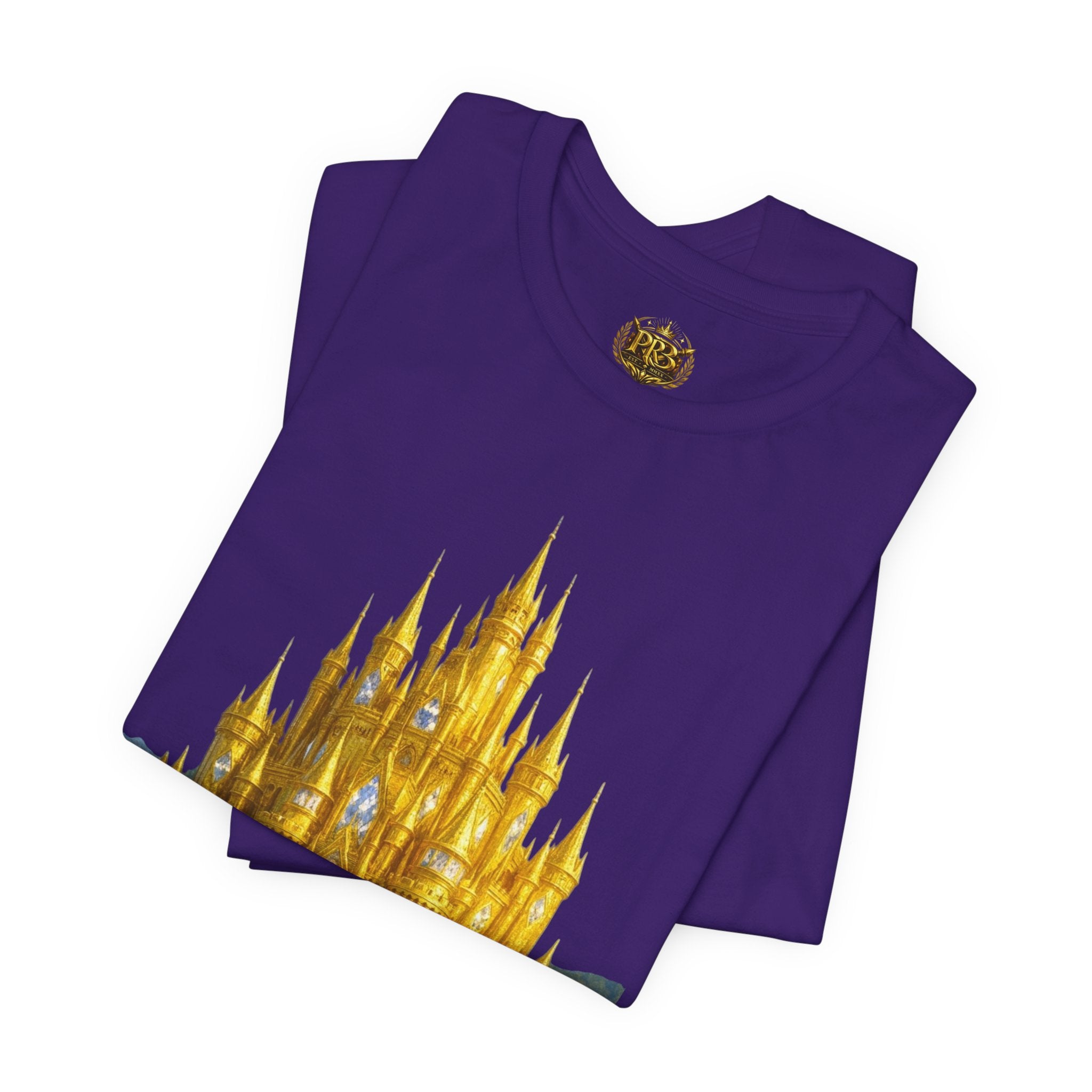 PRB Golden Fantasy Castle Tee | Magical Kingdom Illustration, Fairytale Scene by Power Runs Black
