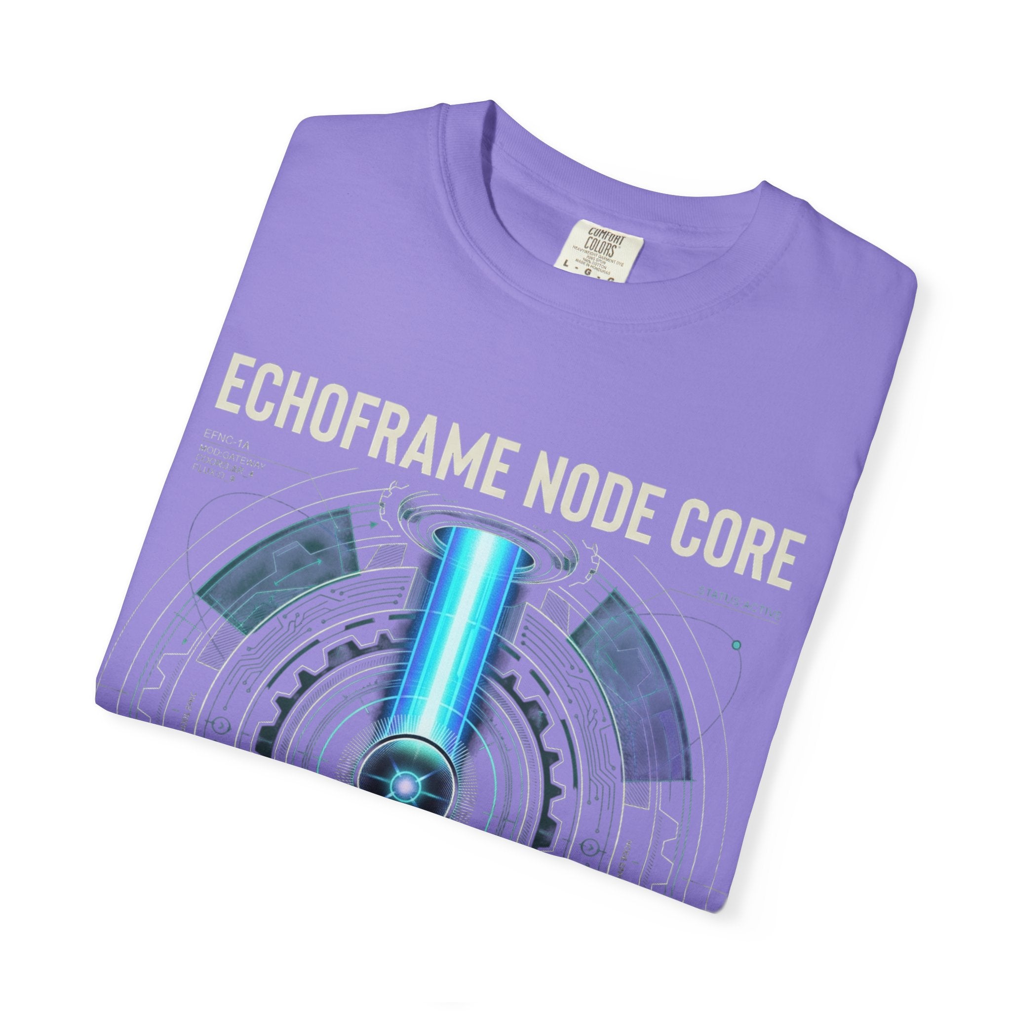 Power Runs Black PRB Echoframe Node Core T-Shirt — Futuristic Tech Graphic Tee by Power Runs Black